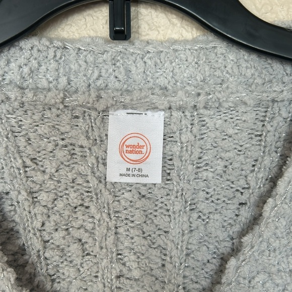 Girls silver cardigan size medium 7/8). - Picture 2 of 5